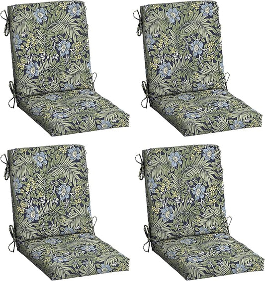 Arden 4-Pack Outdoor Patio Dining Chair Cushion, 20x44, Rain-Proof Seat Pad, Fade-Resistant Outdoor Cushion Sapphire Morrison Floral