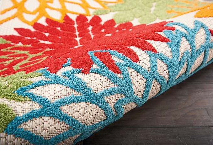 Nourison Home Aloha Indoor/Outdoor Green 2'3'' x 10' Area--Rug, Tropical, Botanical, Easy--Cleaning, Non Shedding, Bed Room, Living Room, Dining Room, Deck, Backyard, Patio (2x10)