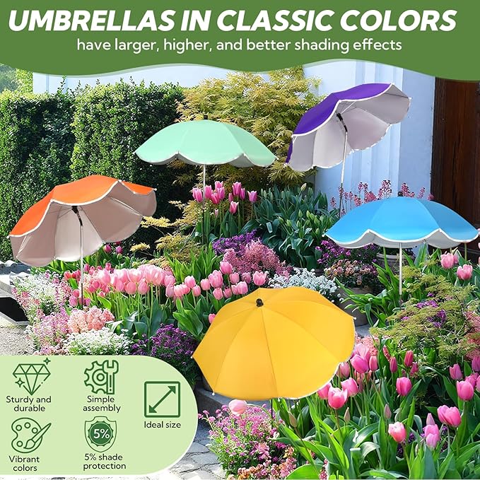 6 Pack Plant Umbrellas for Outdoor Plants, Large Upgraded Plant Shade Umbrella with Adjustable Angle, Sun Shade Cover to Defend Plants From Blazing Sun