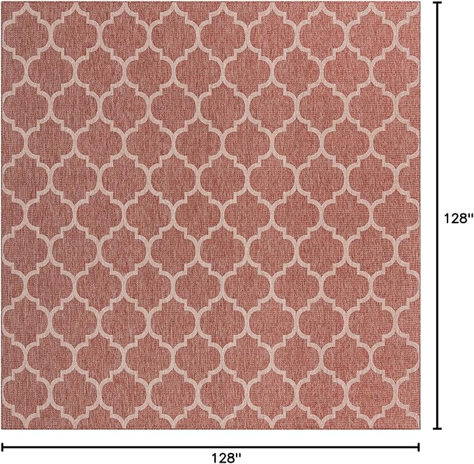 Unique Loom Outdoor Trellis Collection Area Rug - Trellis (Square 10' 8" x 10' 8", Rust Red/ Ivory)