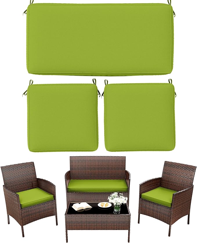 3 Pack Outdoor Replacement Cushions, Fit for 4-Seater Wicker Rattan Patio Conversation Set, 36x18x3,18x18x3, Liner & Cover