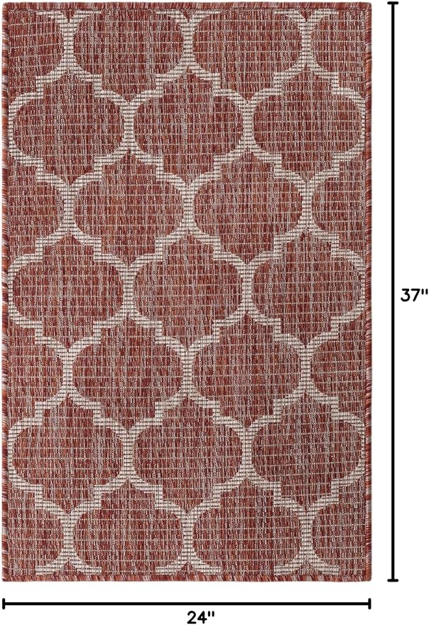Unique Loom Outdoor Trellis Collection Area Rug (2' x 3' 1" Rectangle, Rust Red/ Ivory)