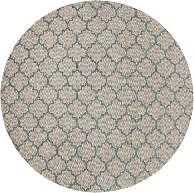 Unique Loom Outdoor Trellis Collection Area Rug - Trellis (Round 13' 0" x 13' 0", Gray/ Ivory)