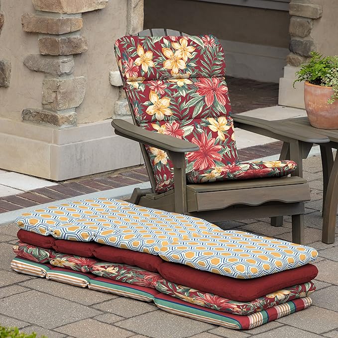 Arden Outdoor Adirondack or Rocking Chair Cushion, 20 x 17, Rain-Proof, Fade Resistant 17 x 20, Ruby Clarissa