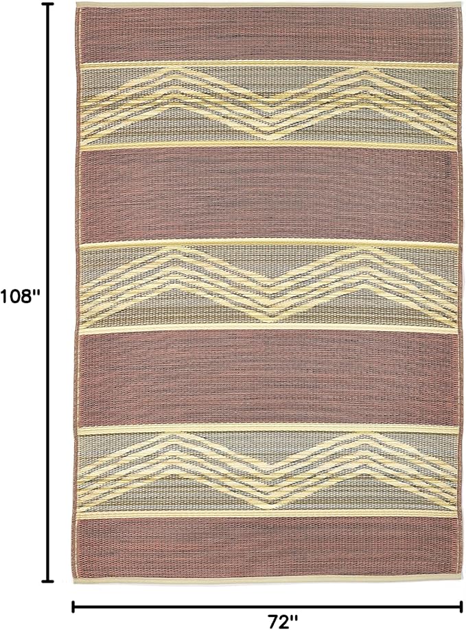 Fab Habitat Outdoor Rug - Waterproof, Fade Resistant, Crease-Free - Premium Recycled Plastic - Tribal Boho - Large Patio, Deck, Sunroom, Camping, RV - Lagos - Sand & Coral - 6 x 9 ft