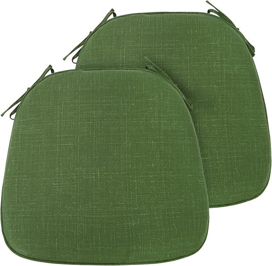 FUNHOME 17"x16"x2" Outdoor Chair Cushions Set of 2, Water Resistant Patio Chair Pads with Ties, Seat Cushions for Home Garden Furniture Decoration-Moss Green