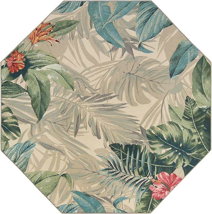 Unique Loom Outdoor Botanical Collection Area Rug - Kula (7' 10" Octagon Multi/Gray)