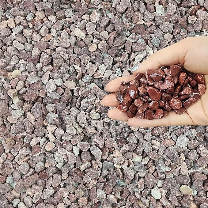 2 lbs Succulent and Cactus Pebbles Gravel, 3/8 Inch Decorative Red River Rocks for Plants Indoor, Vases, Terrarium, Potted Top Dressing and Outdoor Decorative Stones