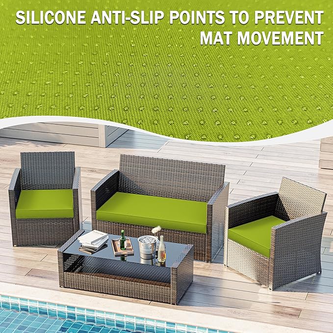 3 Pack Outdoor Replacement Cushions,36L x 18W x 3H,18L x 18W x 3H inch, High-Elastic Replacement Sponge for 4-Seater Water-Resistant Patio/Sofa with Removable Covers (Grass Green)