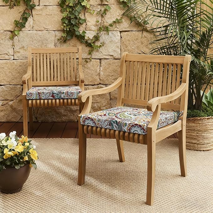 LVTXIII Outdoor Seat Cushions Set of 2 Square Chair Cushions with Ties, Patio Chair Pads for Home Office and Patio Garden Furniture Decoration 19"x19"x2", ‌