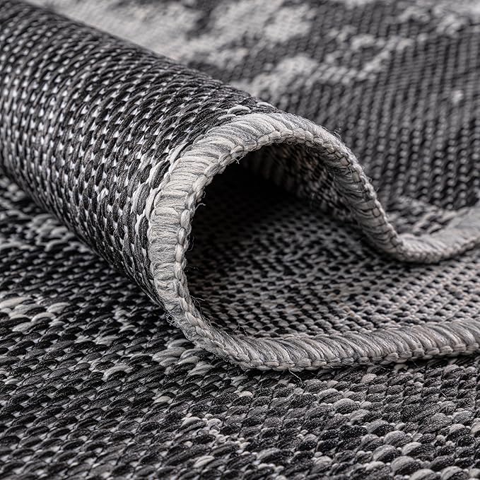 Keen Home Design Terrace Outdoor Throw Rug - 36"x60" Washable Indoor/Outdoor Rug for Patio, Kitchen, Balcony, Beach, Garden, Deck and Porch, Size: 3' x 5', Abstract Black
