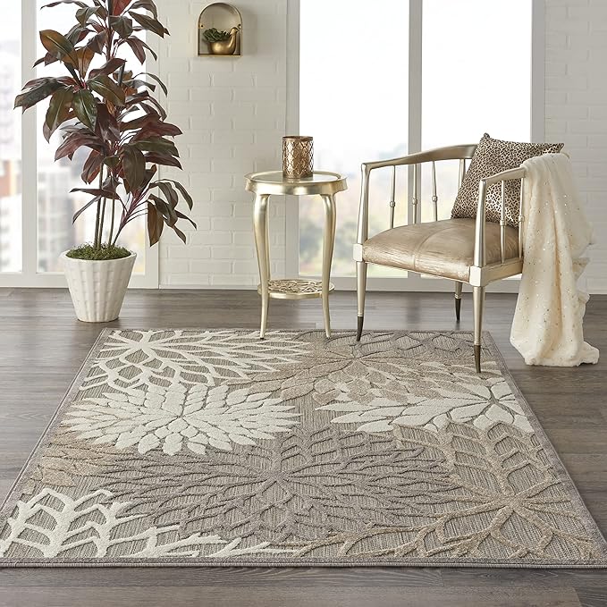 Nourison Home Aloha Natural 3'6" x 5'6" Area Rug - Easy Clean, Non Shedding, Bed Room, Living Room, Dining Room, Kitchen (4' x 6')