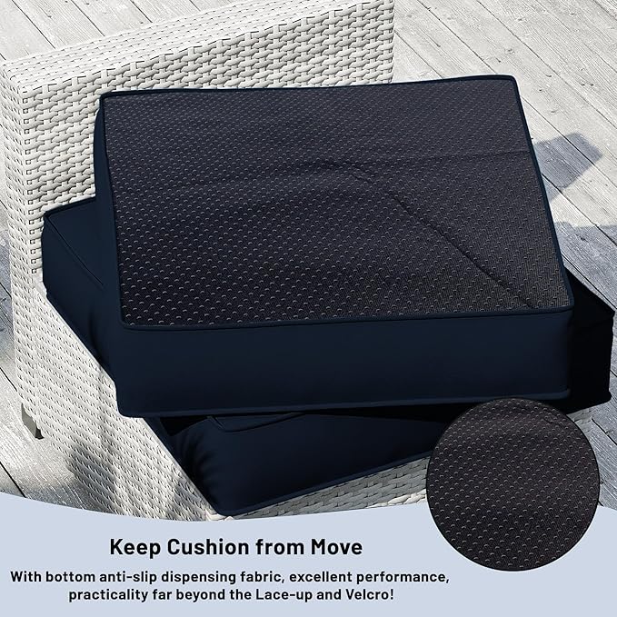 14 Piece Outdoor Sectional Cushions, Water-Resistant Outdoor Sofa Cushions Replacement, 4" High Density Foam Patio Furniture Cushions Fits 6-seat Rattan Conversation Set (Navy Blue)