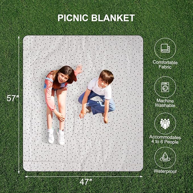Picnic Basket Set for 4 - Wicker Insulated Picnic Basket with Waterproof Blanket, Folding Wine Picnic Table & Cutlery Kits, Picnic Baskets Kit for Camping, Outdoor, Valentine (Cherry)