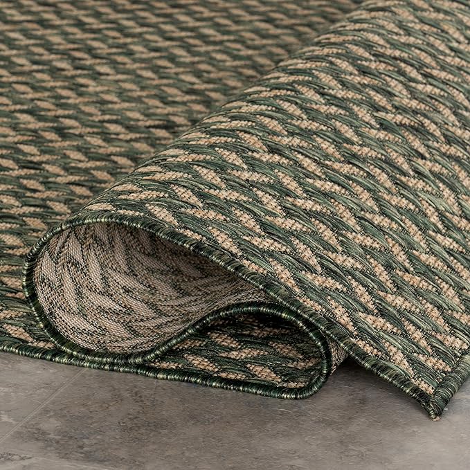 Nuloom Outdoor Performance Camryn Green/Brown, 5' x 8', Herringbone, Soft, High Traffic, Stain Resistant, Easy Clean, Durable Area Rug for Indoor/Outdoor Patio, Deck, Porch, Garden, Courtyard