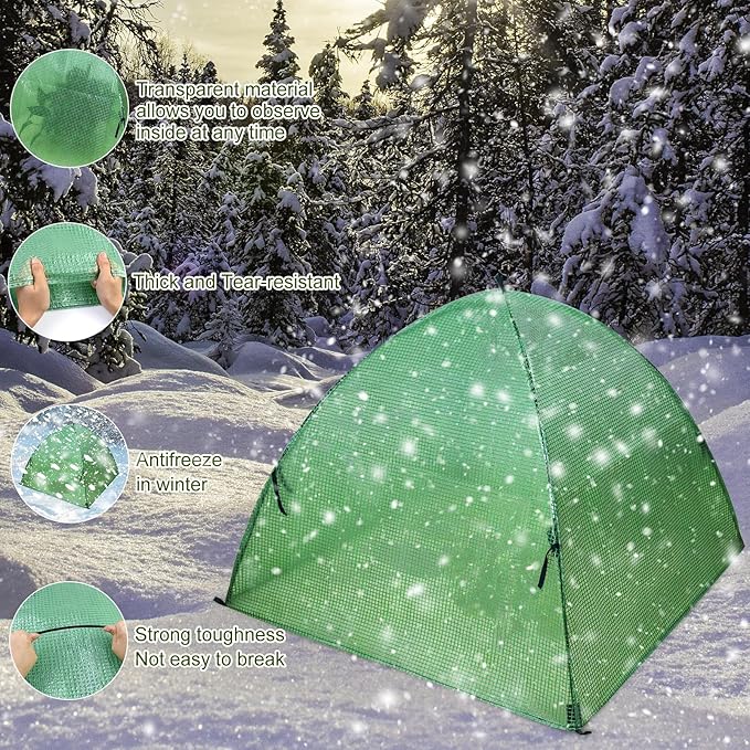Plant Tent Outdoor Winter Shrub Cover Green Frost Tent Plant Covers Freeze Protection Tent Waterproof Plant Frost Protector, 2PCS 28x28x29Inch