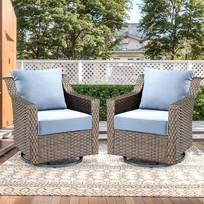 Luxury Outdoor Seat Cushion Set-24 x 24 x 6 Inch Outdoor Chair Cushions Set of 2 with Water Resistant & Removable Cover Outdoor Cushions for Patio Furniture Chair Sofa Couch