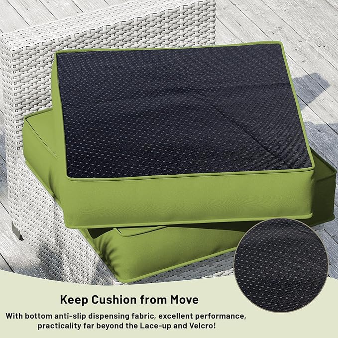 14 Piece Outdoor Sectional Cushions, Water-Resistant Outdoor Sofa Cushions Replacement, 4" High Density Foam Patio Furniture Cushions Fits 6-seat Rattan Conversation Set (Olive Green)