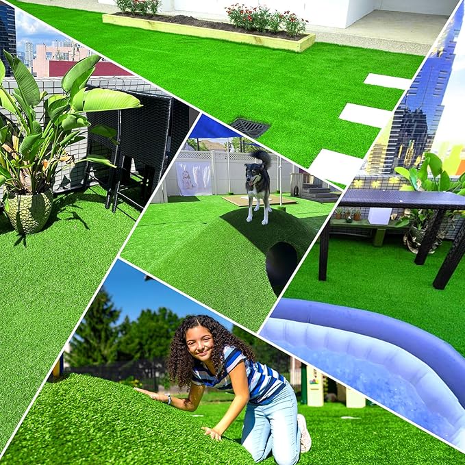 LVBAO Synthetic Artificial Grass Turf with Drainage Holes Professional Pee Pad 4FTX13FT (52 Square FT) Fake Grass Rug Carpet for Dogs Potty Training Garden Landscape Pets Patio Playground