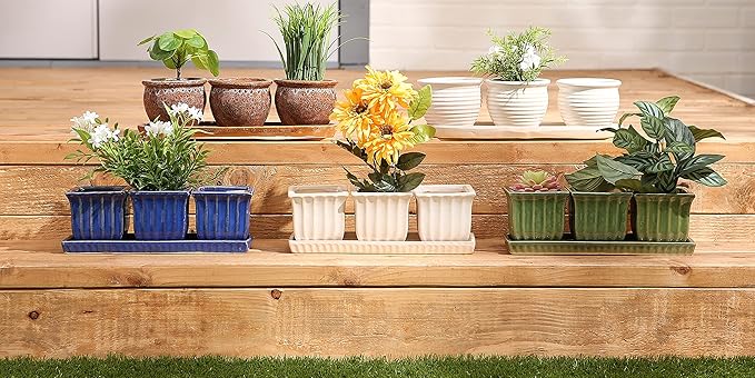 Accent Plus Cream Round Ceramic Small Planter (Set of 3)