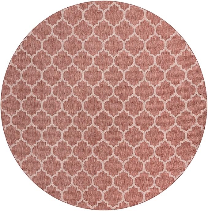 Unique Loom Outdoor Trellis Collection Area Rug - Trellis (Round 13' 0" x 13' 0", Rust Red/ Ivory)