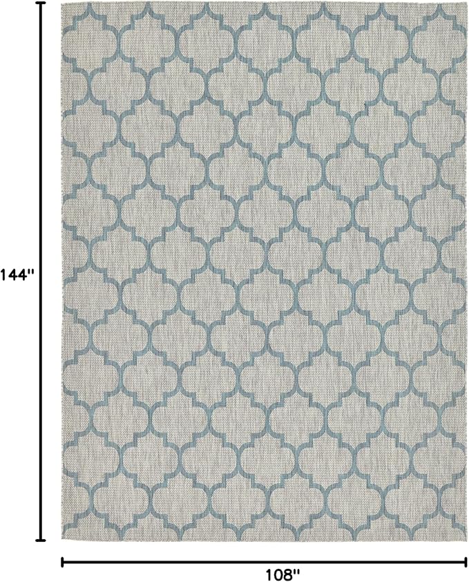 Unique Loom Outdoor Trellis Collection Area Rug (9' x 12' Rectangle, Gray/ Ivory)