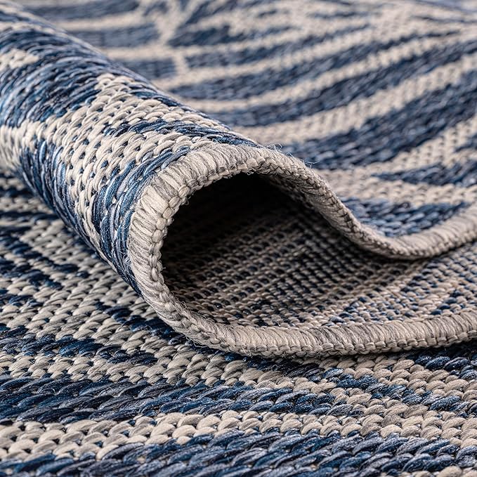 Keen Home Design Terrace Outdoor Runner Rug - 26"x91" Washable Indoor/Outdoor Rug for Patio, Kitchen, Balcony, Beach, Garden, Deck and Porch, Size: 2'2" x 7'7", Rainforest Navy