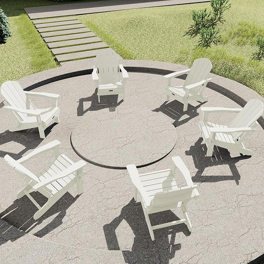 SERWALL Adirondack Chair - Folding Adirondack Chairs Hips Outdoor Chairs Set of 6 Weather Resistant- White