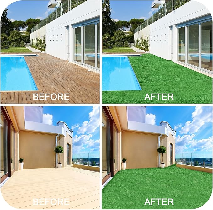 Rengue Artificial Turf 7x15FT Turf Grass with Drainage Holes Realistic Synthetic Fake Turf Lawn Indoor Outdoor Landscape for Backyard, Garden, Patio, Grass Rug for Dog Pets Mat Custom Size