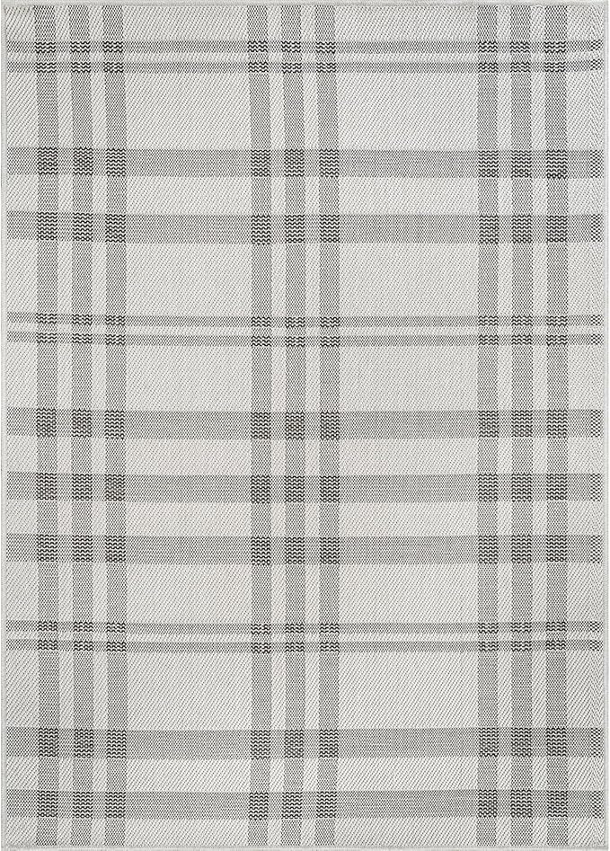CAMILSON Easy Jute Rug 10x14, Indoor Outdoor Off-White Color Fiber Area Rugs for Living Room Patio and Dining Room Rug, Checkred Boho Woven Design, Easy-Cleaning, Washable Outside Carpet (10 x 14)
