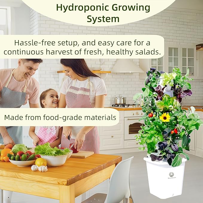 Hydroponic Growing System Kit - Indoor Smart Hydroponic Vertical Garden,Hydroponic Vegetable System,30 Pods,with Pump System and Automatic Timer, Gardening Gift