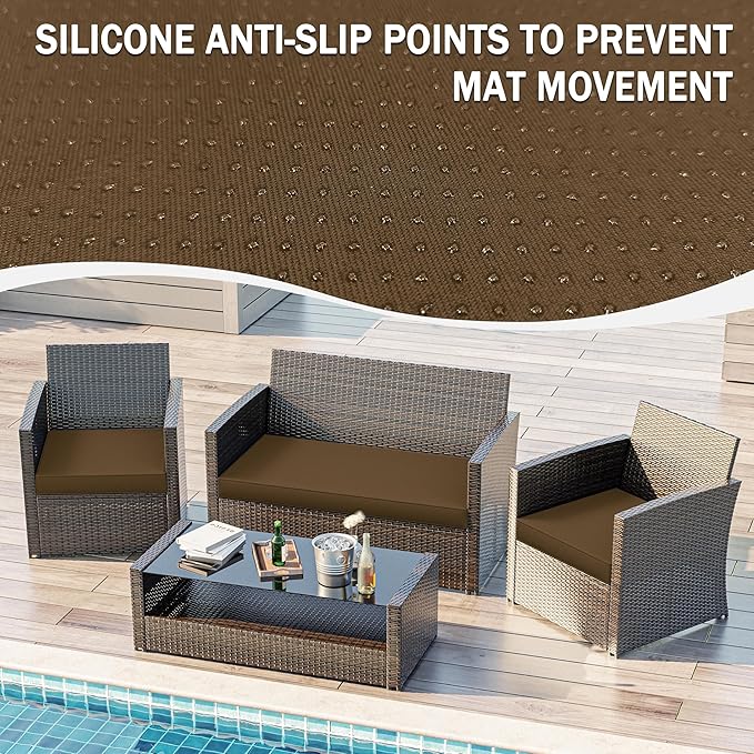 3 Pack Outdoor Replacement Cushions,36L x 18W x 3H,18L x 18W x 3H inch, High-Elastic Replacement Sponge for 4-Seater Water-Resistant Patio/Sofa with Removable Covers (Chocolate)