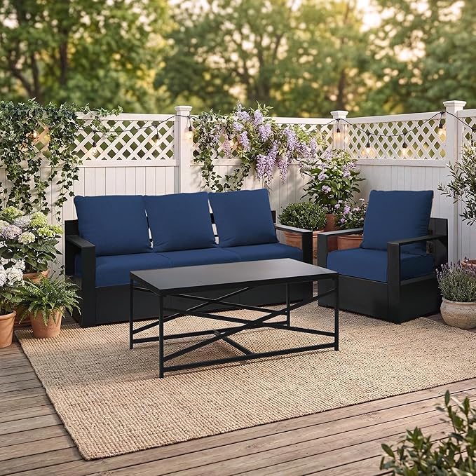 Joyside Outdoor Chair Cushions Set, 24x24 Inch Patio Furniture Cushions, 6’’ Thick, Water Resistant & Fade Resistant, Outdoor Replacement Cushions for Seat and Sofa