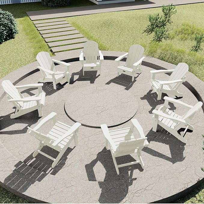 SERWALL Adirondack Chair - Folding Adirondack Chairs Hips Outdoor Chairs Set of 6 Weather Resistant- White