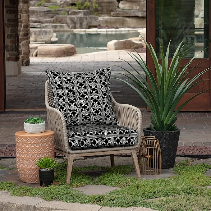 Arden Outdoor Foam Deep Seat Cushion Set (4-Pack), 24x24, Premium High-Density Foam, Never Flattens, Weather-Proof for Patio Chair Sofa Couch, Black Global Stripe