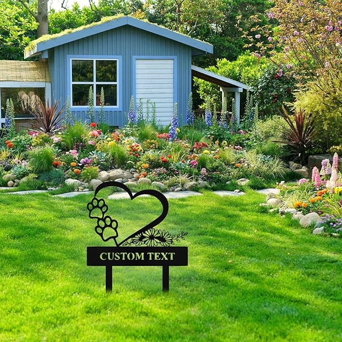 Custom Metal Garden Sign with Stake, Personalized Garden Signs for Outside, Customized Garden Name Signs for Yard Lawn Outdoor Decor Gardening Gifts for Moms Grandmas Gardeners