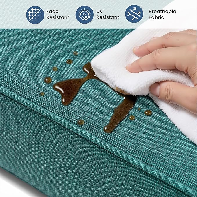 Crestlive 5.5" Outdoor Cushion for Patio Furniture Set of 2, 24 x 24, Waterproof and Fade-Resistant Deep Seat Cushions for Chair, Wicker Sofa and Couch, Malachite