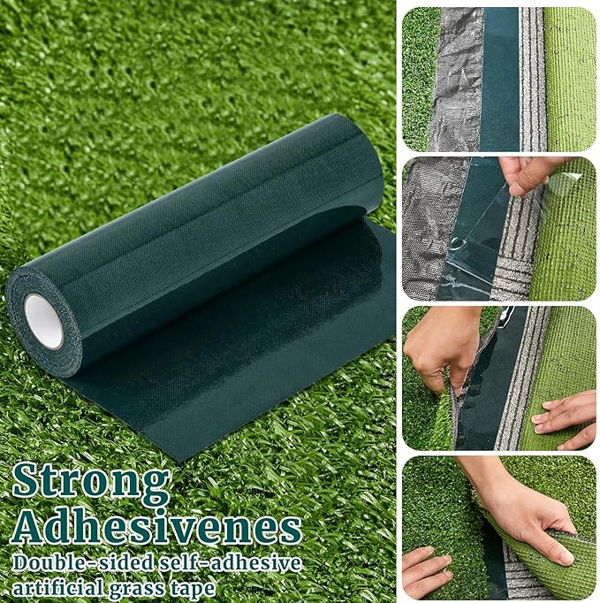 1 Roll 12 in x 16.5 ft Double Sided Turf Tape for Artificial Grass Rug Self Adhesive Artificial Turf Tape for Lawn Garden Carpet Connecting Outdoor Carpet