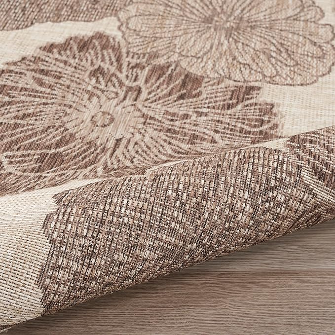Nourison Home Garden Oasis Natural 9' x 12' Area Rug - Easy Clean, Non Shedding, Bed Room, Living Room, Dining Room, Kitchen (9' x 12')