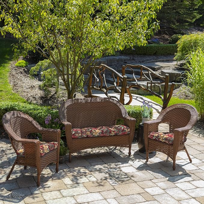 Arden Indoor/Outdoor Rocking Chair Or Wicker Chair Cushion, 2-Pack, 20 x 18, Water Repellent, Rain Proof, Fade Resistant Cushion for Rocking Or Rounded Back Chair Ruby Clarissa