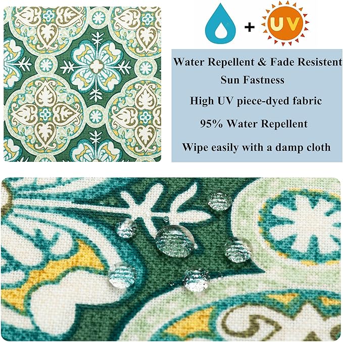 FUNHOME Patio Chair Cushions 18 x 18 x 2.5 Inch,Water-Resistant Outdoor Seat Cushions for Patio Furniture 2 Pack, Sqaure Chair Pads for Wicker Chair Seat, Green Medal