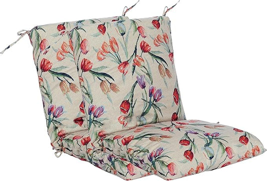 Set of 2 Outdoor Dining Chair Cushions, Patio Seating Cushions, 38x18x4.5 inch, for Garden Patio Furniture (Tulip)