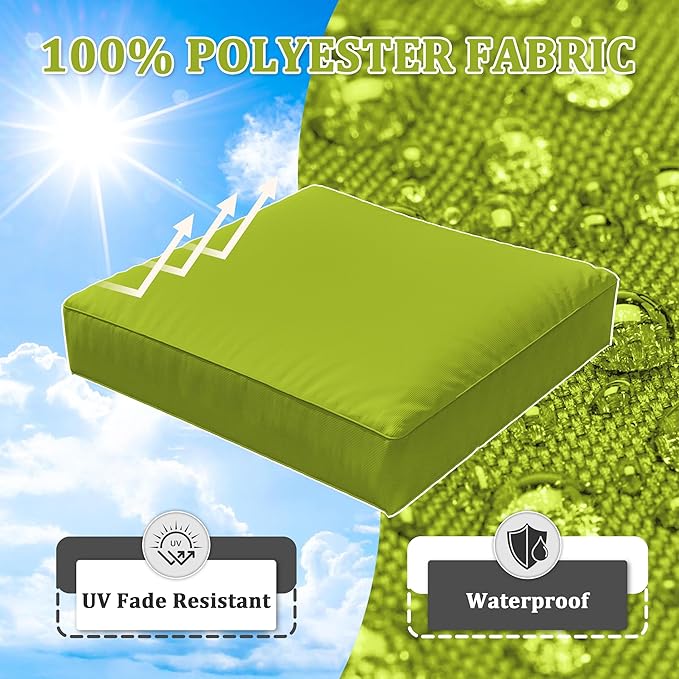 8-Piece Outdoor Cushions for Patio Furniture Thick Outdoor Chair Cushions Resilient Foam Waterproof Deep Seat Cushion Replacement for 3-Seat Sectional Sets Liner&Cover Grass Green