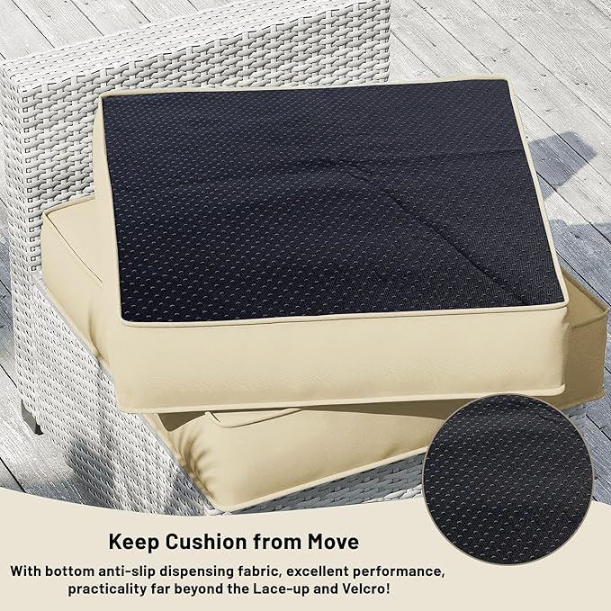 14 Piece Outdoor Sectional Cushions, Water-Resistant Outdoor Sofa Cushions Replacement, 4" High Density Foam Patio Furniture Cushions Fits 6-seat Rattan Conversation Set (Beige)