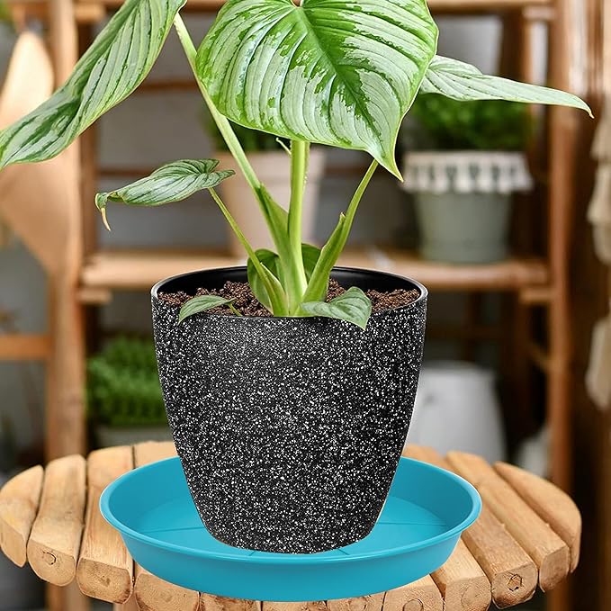 6 Pack of Plant Saucer Tray 7 8 inch, Heavy Duty Plastic Pot Plant Drip Trays Saucers for for Indoors Outdoor, Plant Water Tray for Planters 7-9" (8", Light Blue)