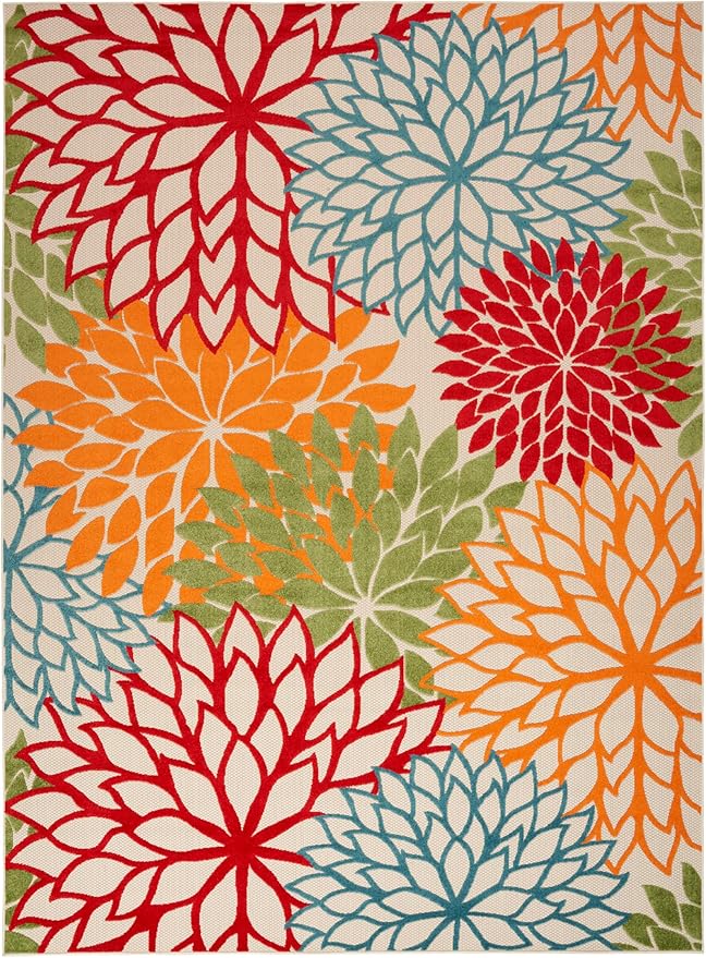 Nourison Home Aloha Indoor/Outdoor Green 12' x 15' Area Rug, Easy Cleaning, Non Shedding, Bed Room, Living Room, Dining Room, Deck, Backyard, Patio (12x15)