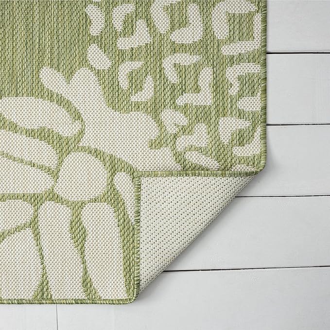 LR Home 2x3 Indoor/Outdoor Area Rug for Home Decor | Coastal Pineapples Carpet for Living Room, Bedroom, Playroom, Patio, Garden | Modern Farmhouse Rug | Dark Green/Beige