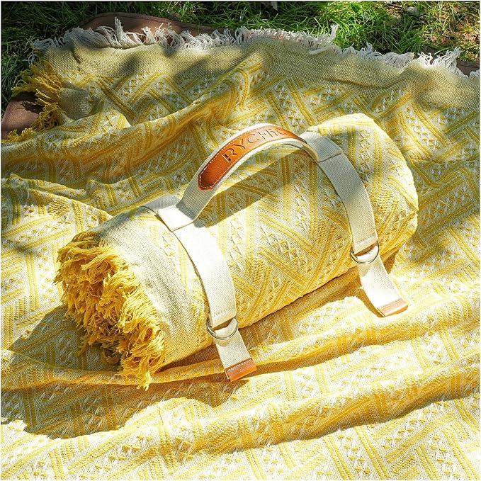 2 in 1 Extra Large Outdoor Picnic Blanket Camping Mat Lightweight Oversized Giant Turkish Boho Beach Mexican Serape Baja Cobijas Mexicanas para Mesa Park Stadium Outside Festival Grass Hammock
