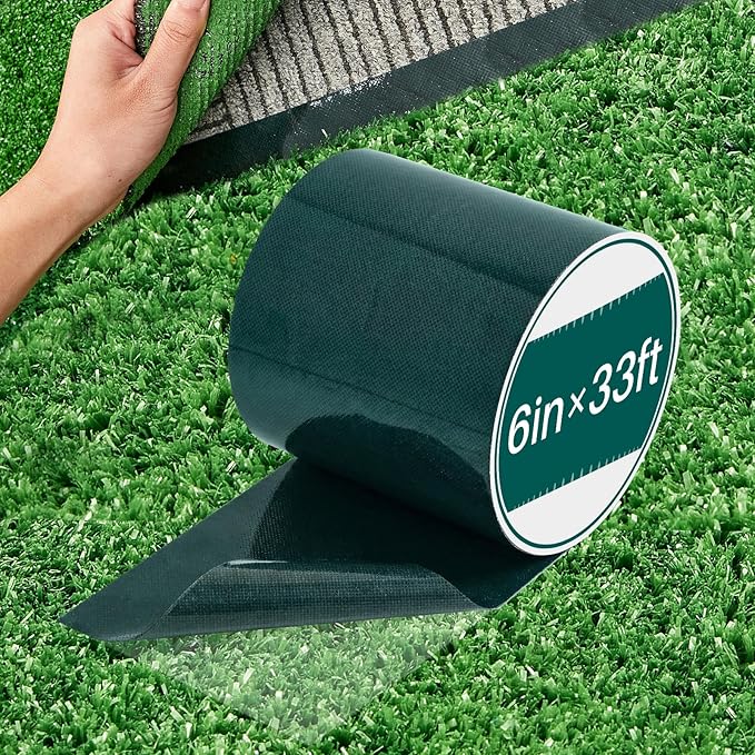 1 Roll 6 in x 33 ft Double Sided Turf Tape for Artificial Grass Rug Self Adhesive Artificial Turf Tape for Lawn Garden Carpet Connecting Outdoor Carpet