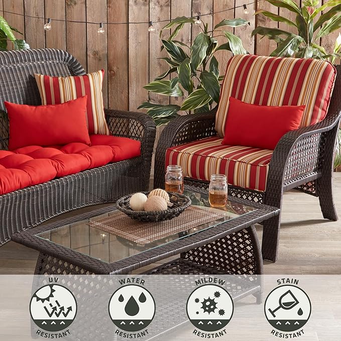 Tuscan Stripe Outdoor 2-piece Deep Seat Cushion Set